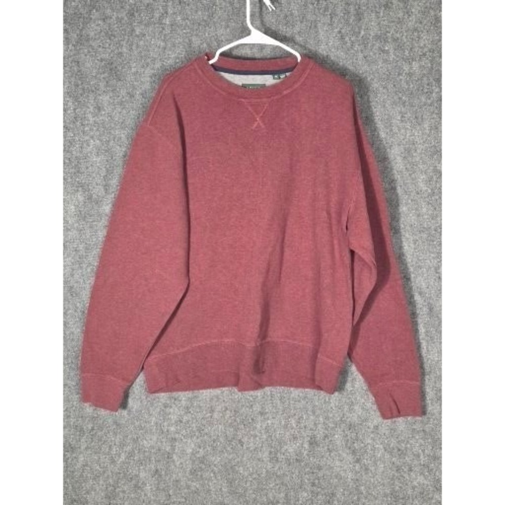 Mens Sweatshirt Crewneck Washed Burgundy XL Fleece V Notch Pullover Orvis